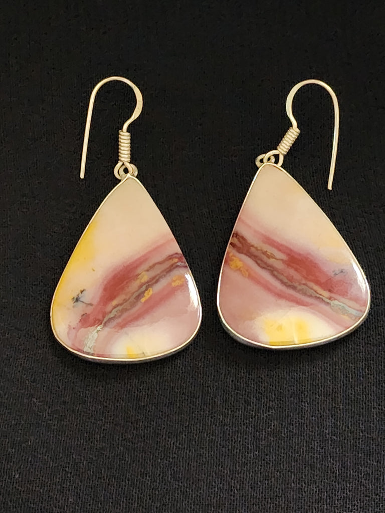 Navajo Sterling Silver & Mooka Creek Jasper Earrings     (New) Artist:  Unsigned