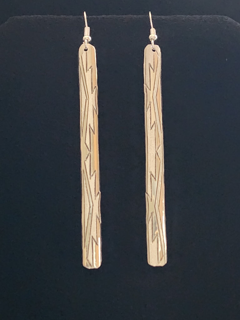 Navajo Sterling Silver Earrings   3in     (New)    Artist:  Tahe