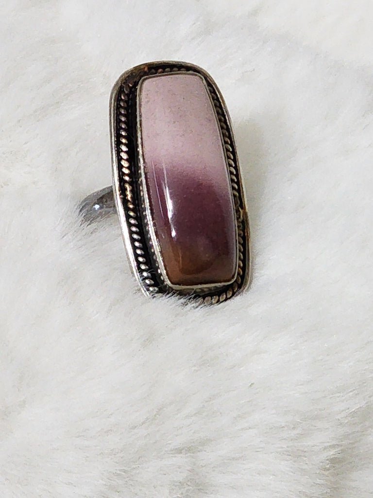 Navajo Large Sterling Silver & Mooka Creek Jasper    Size 7    (New) Artist:  "JJ" signed
