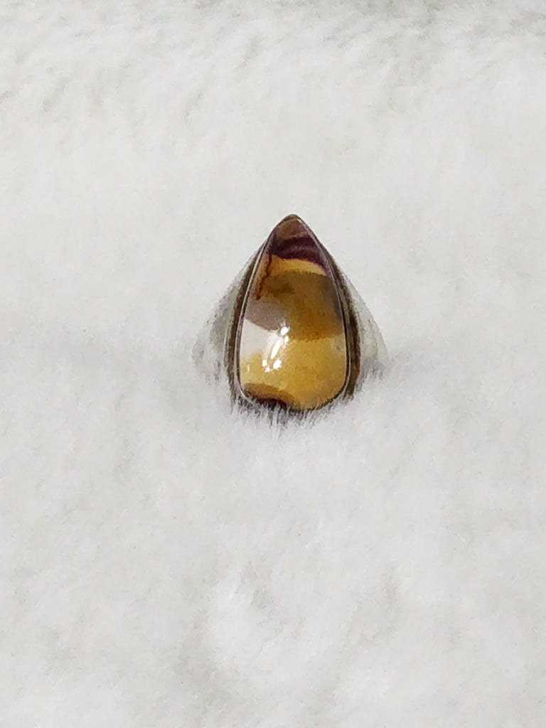 Navajo Sterling Silver & Mooka Creek Jasper Signet Ring    Size 9    (Vintage) Artist:  "J" signed