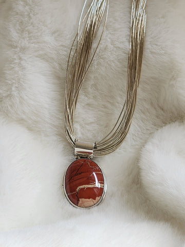 Sterling Silver & Jasper Pendant  (Vintage) by Claudia Aguedelo for 