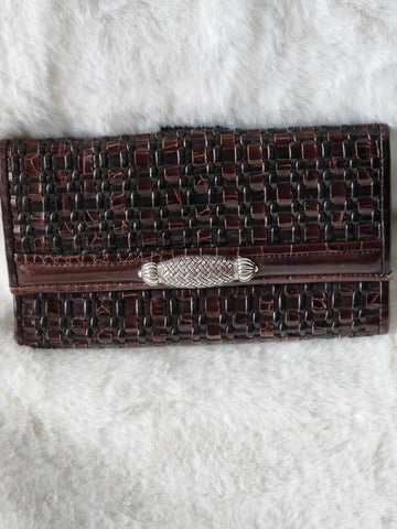 Classic Brighton Wallet w/ Checkbook Holder in Brown Leather  (Vintage)