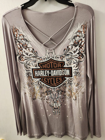 Harley-Davidson First Frost Long Sleeve, V-neck shirt (NWT)  Size: Medium