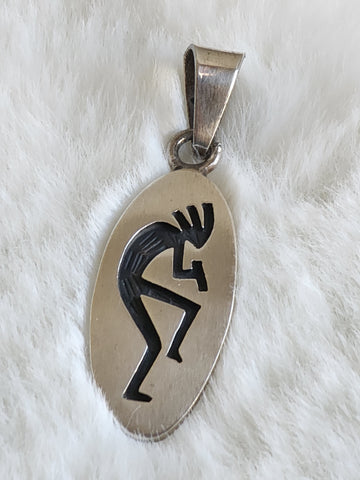 Hopi Sterling Silver Overlay Kokopeli Pendant  (Vintage)