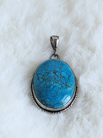 Navajo Sterling Silver & Arizona Turquoise Pendant  (Vintage)