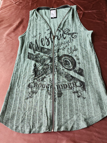 Vocal Mint Bling Zipper Tank (NWT) Size: Medium