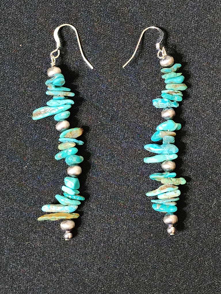 Navajo Sterling Silver & Turquoise Nugget Earrings     (New)  Artist:  Doreen Jake