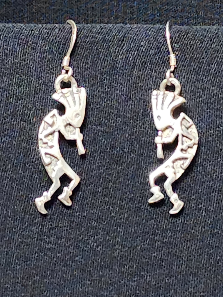 Zuni Sterling Silver Kokopelli Earrings     (Vintage)    Artist:  unsigned  Excellent vintage condition, very light patina.