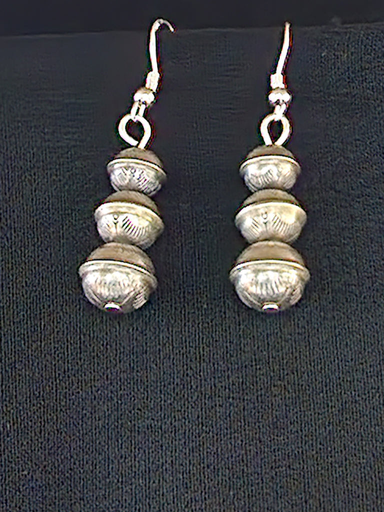 Navajo Sterling Silver Sunrise Earrings     (Vintage)  Artist:  unsigned  Excellent vintage condition, beautiful detail with moderate patina.