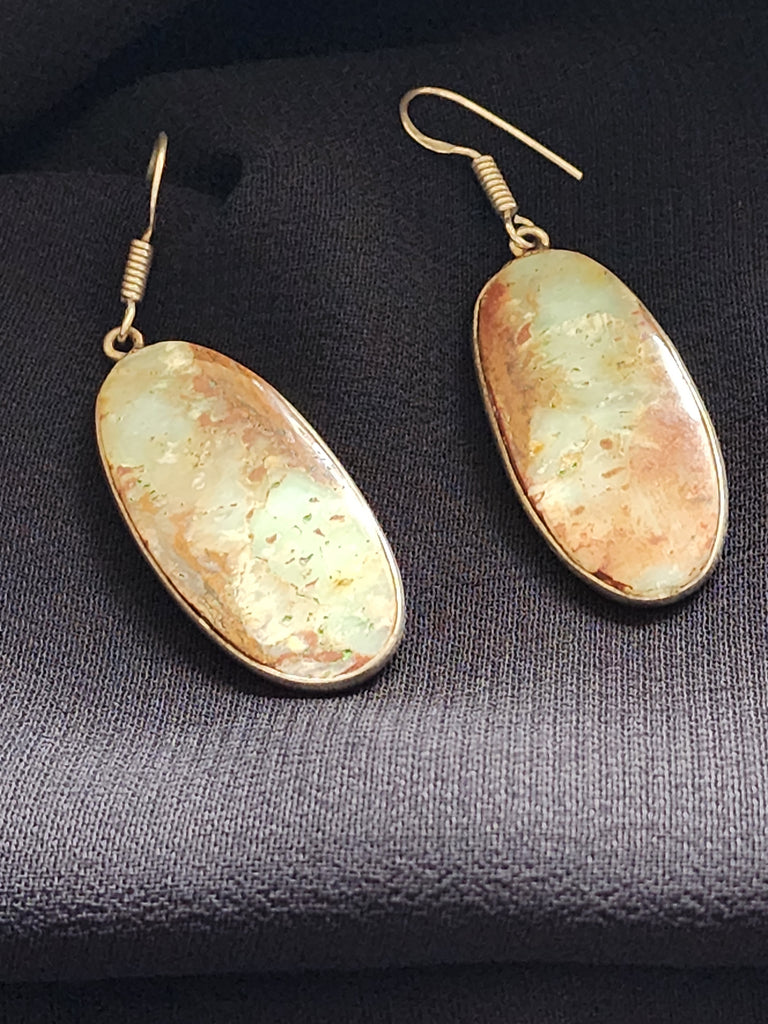 Navajo Sterling Silver & Boulder Turquoise Earrings     (New) Artist:  Unsigned 