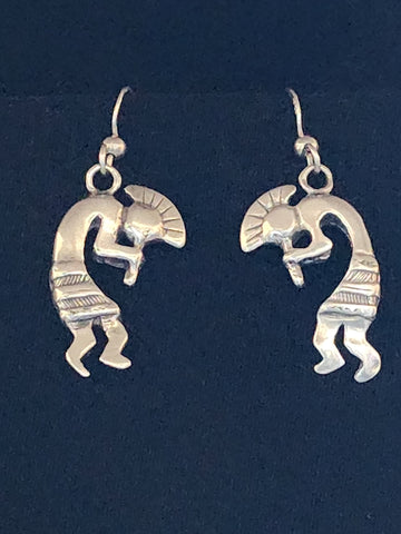 Navajo Small Sterling Silver Kokopelli Earrings     (Vintage)Artist:  unsigned  Excellent vintage condition, very light patina, amazing detail!