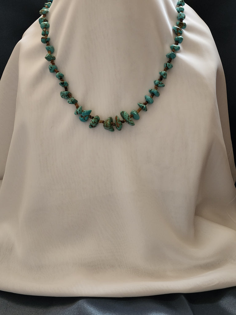 Navajo Rustic Turquoise Nugget Necklace  22in   (New)