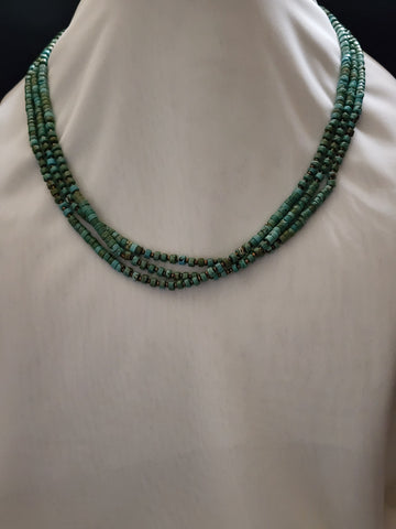 Navajo 3 Strand Turquoise Heishi Necklace 22in   (New)