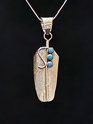 Navajo Sterling Silver & Turquoise Feather  (New)