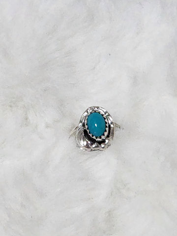 Navajo Small Sterling Silver & Turquoise Ring    Size 5.5    (New)