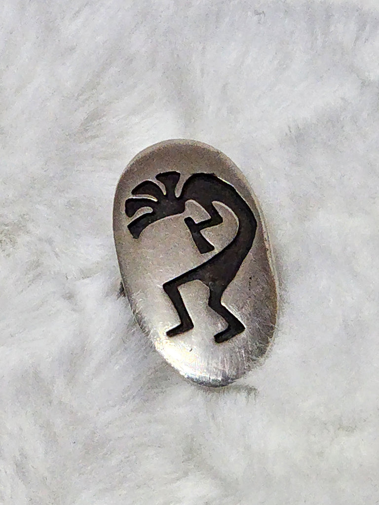 Zuni Large Sterling Silver Kokopelli Ring    Size 7    (Vintage)  Artist:  Milton Lasiloo  Signed