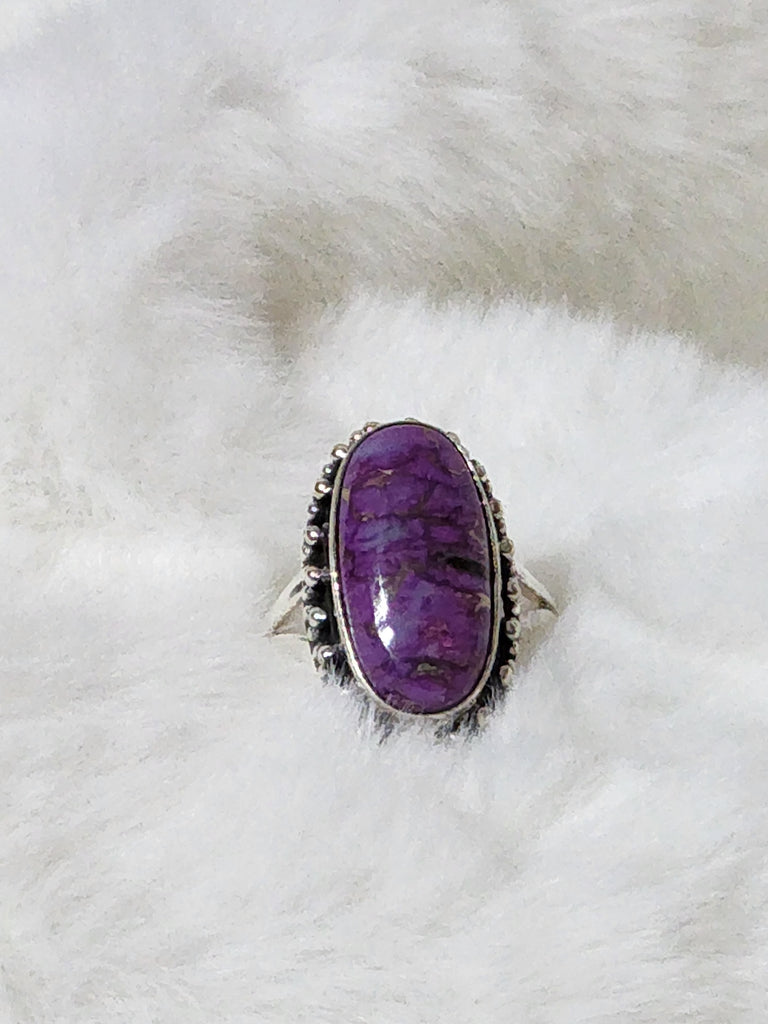 Sterling Silver & Kingman Purple Dahlia   Size 8   (New)