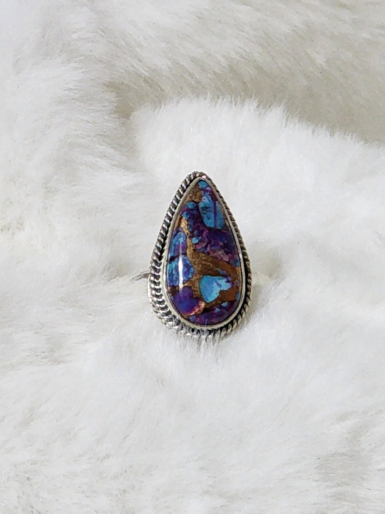 Sterling Silver & Kingman Purple Dahlia Turquoise    Size 8    (New)