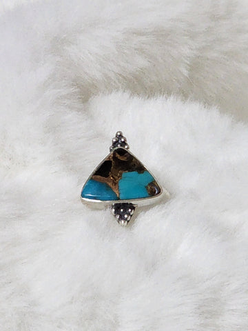 Sterling Silver & Turquoise Ring    Size 8    (New)