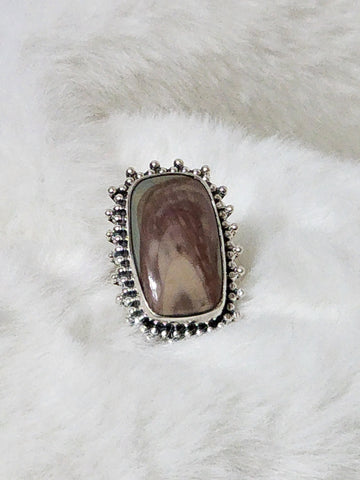 Old Southwest Sterling Silver & Willow Creek Jasper    Size 6.25    (New)