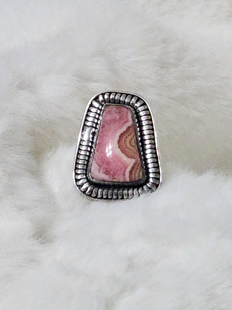 Old Southwest Sterling Silver & Rhodochrosite Ring  Size 7.25  New