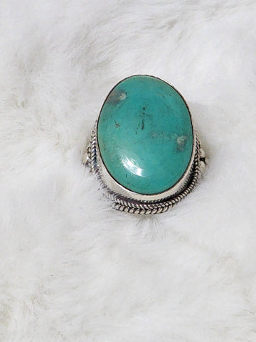 Navajo XL Sterling Silver & Turquoise Ring    Size 10    (New)  Artist:  Unsigned