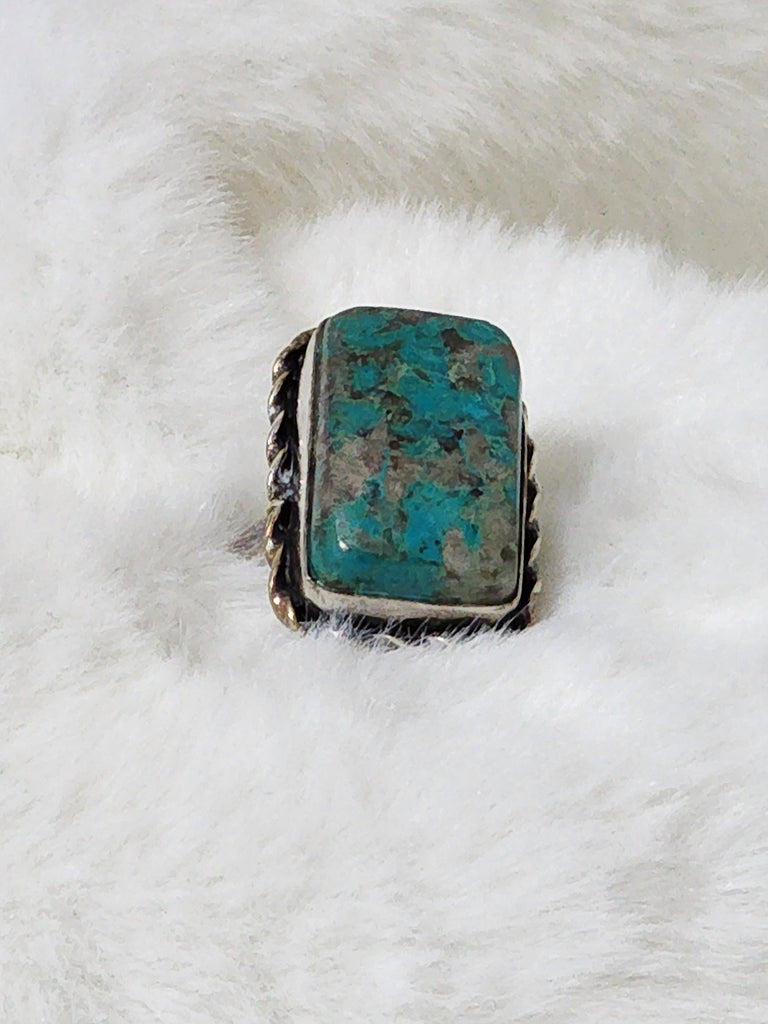 Old Southwest Sterling Silver & Nevada Royston Turquoise Ring    Size 7    (Vintage)