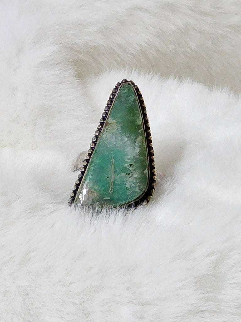 Navajo Sterling Silver & Broken Arrow Turquoise Ring   Size8   (Vintage)  Artist Signed:  SC