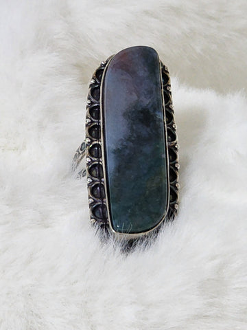 Old Southwest XL Sterling Silver & Oregon Bloodstone Ring    Size 9.5    (New)