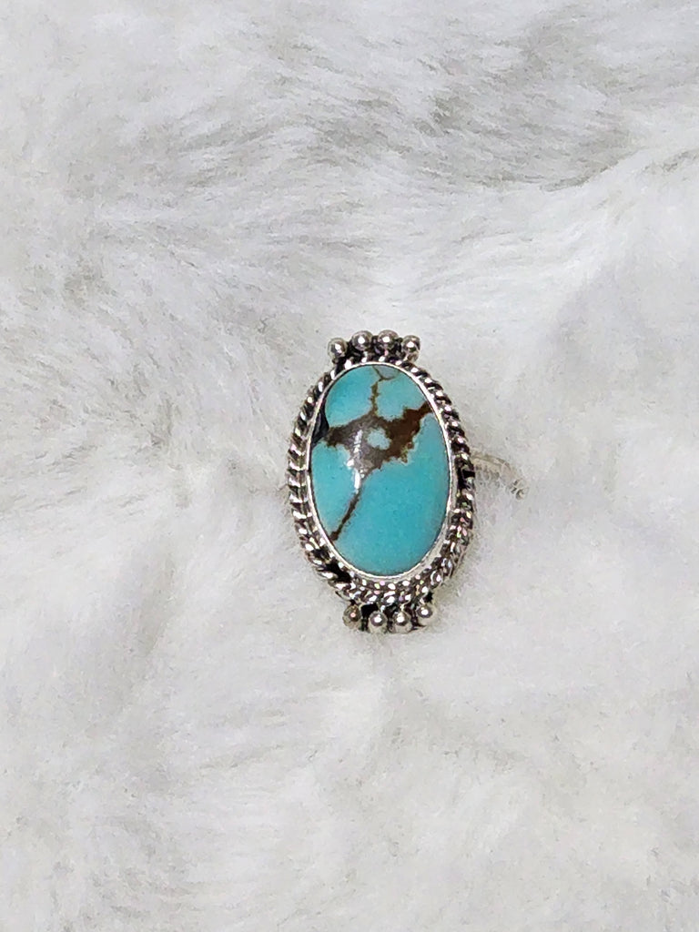 Navajo Sterling Silver & Turquoise Ring    Size 6.5    (New)  Artist:  Jan Mariano  Unsigned