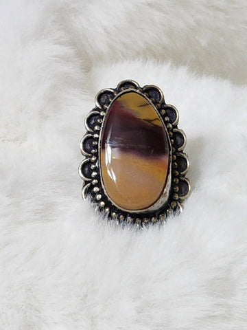 Old Southwest Sterling Silver w/ Mooka Creek Jasper Ring   Size 7    (Vintage)