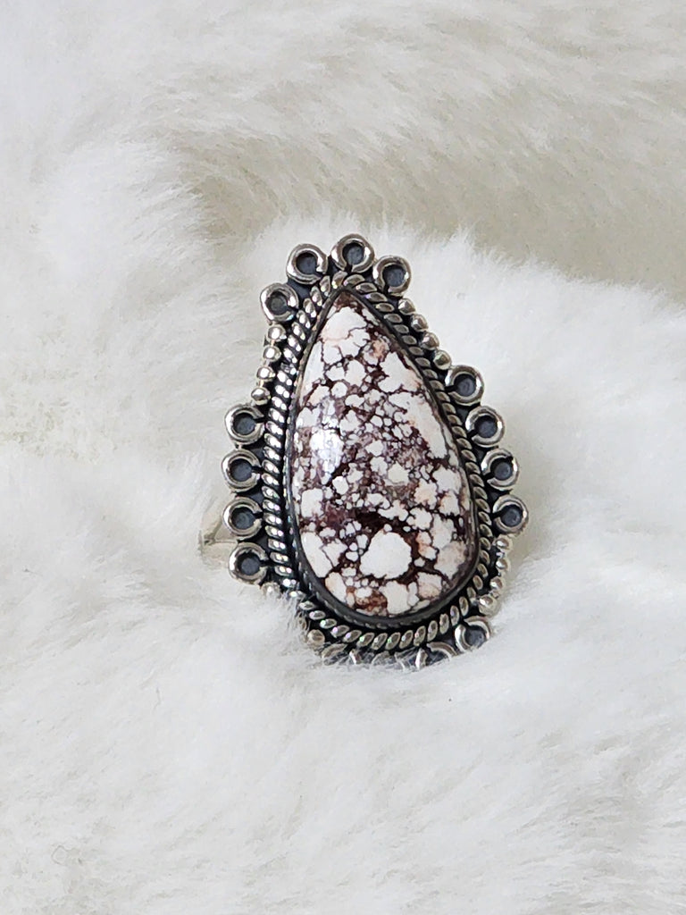 Old Southwest Large Sterling Silver & Wild Horse Jasper Ring   Size 10   (New)