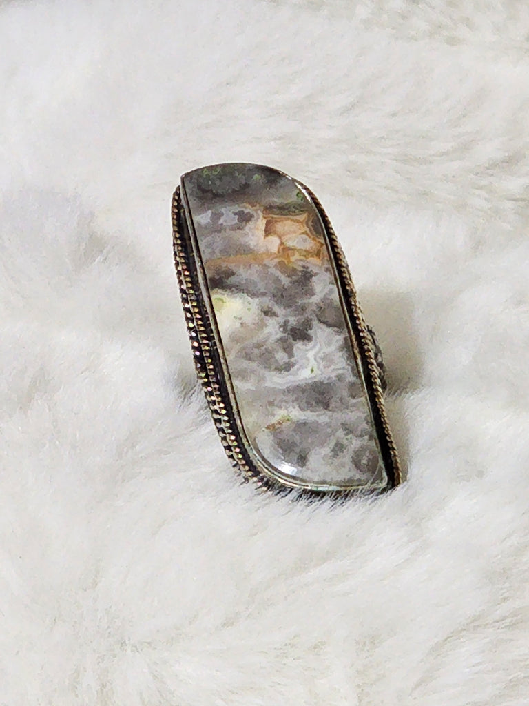 Old Southwest Large Sterling Silver & Crazy Lace Agate Ring    Size6.5    (Vintage)  Artist:  "K"  signed